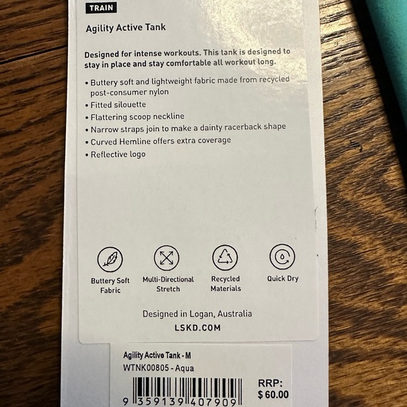 LSKD Agility Active Tank Top size M Teal/Aqua - Picture 4 of 5